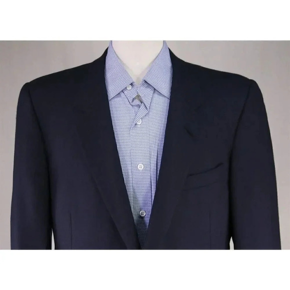 Giuseppe New York Bespoke Navy Blue 100% Cashmere Patch Pocket Blazer Jacket 42R - Picture 2 of 12